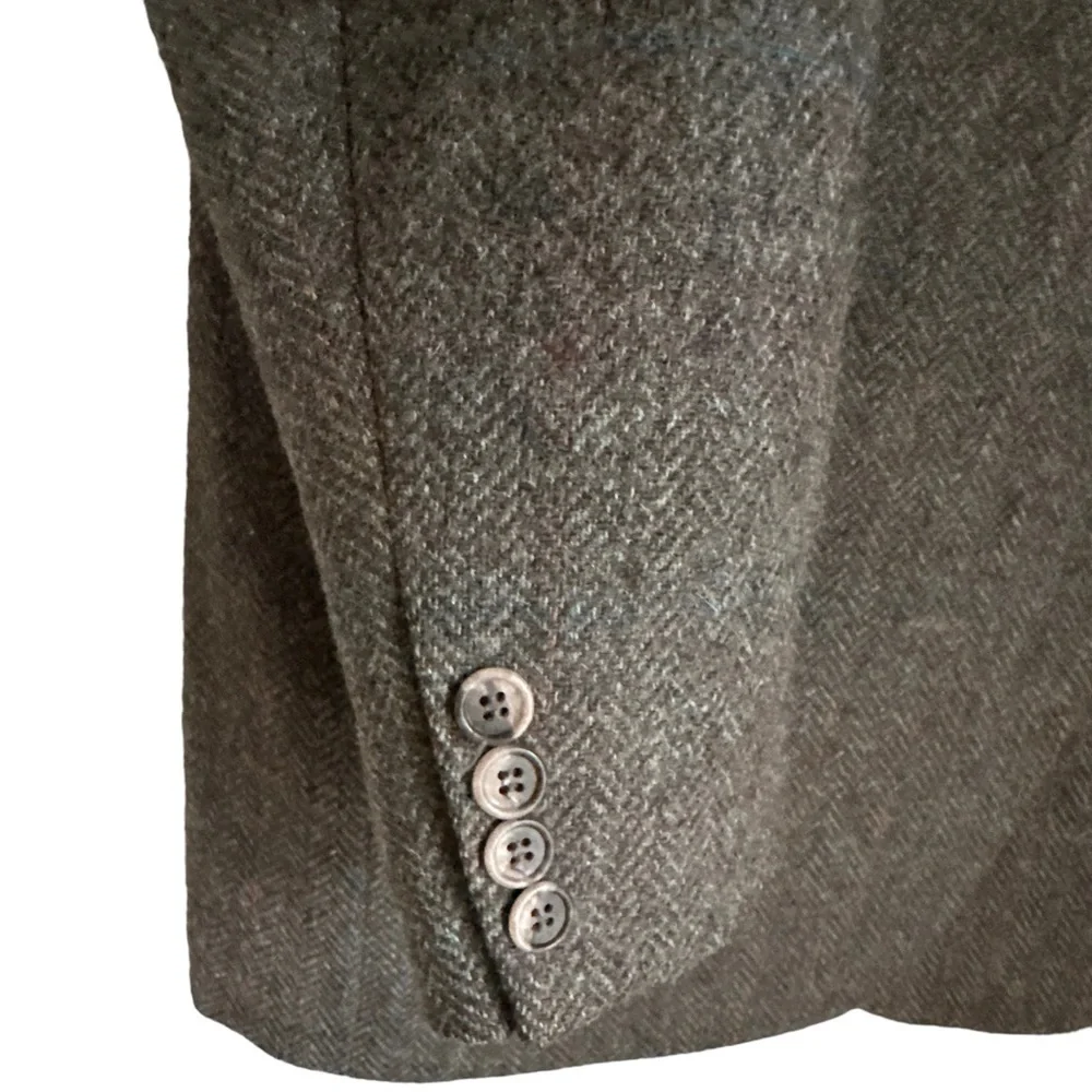 Vintage By Haggar Mens Brown Herringbone Wool Tweed Two Button Sport Coat Sz.42L